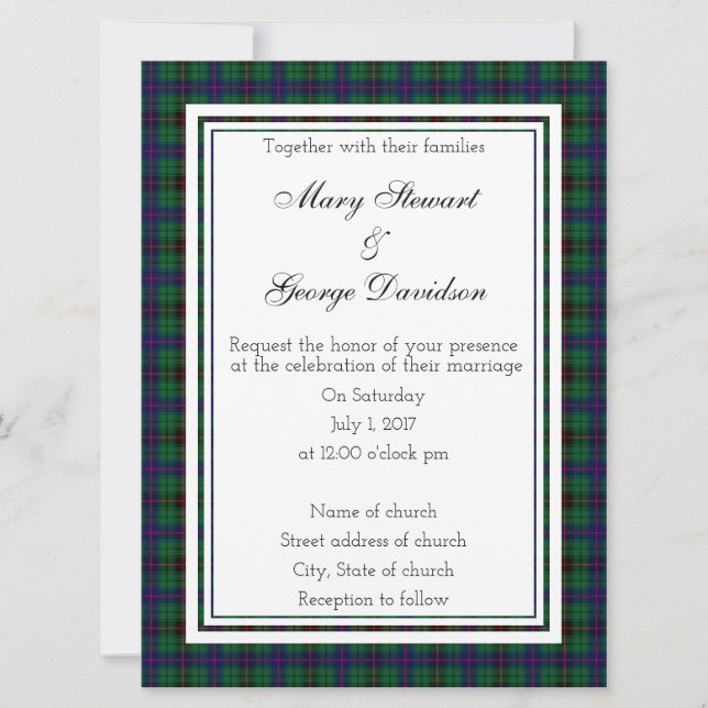 Davidson Scottish Wedding Invitation (Front)
