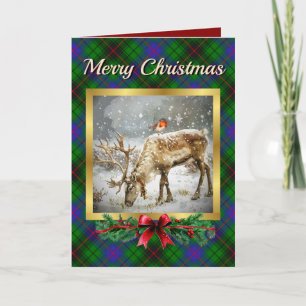 Davidson Stag & Robin Tartan Personalized  Holiday Card