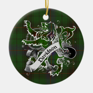 Davidson Tartan Lion Ceramic Tree Decoration