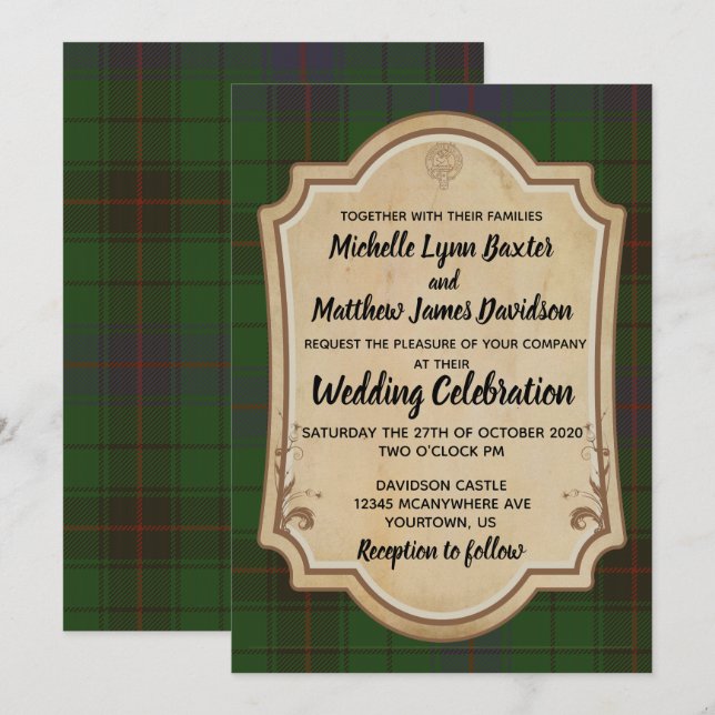 Davidson Tartan Wedding Invitation (Front/Back)