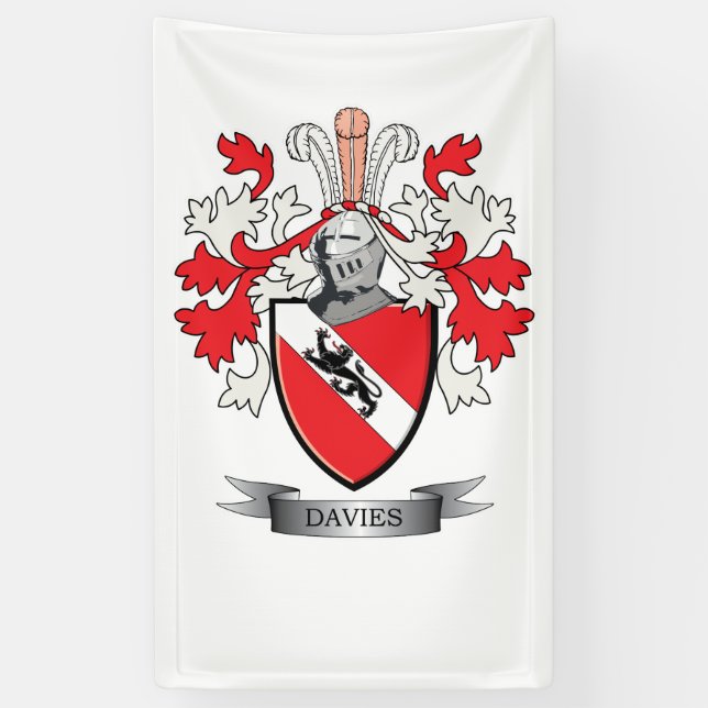 Davies Family Crest Coat of Arms Banner (Vertical)