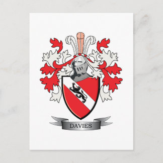 Davies Family Crest Coat of Arms Postcard