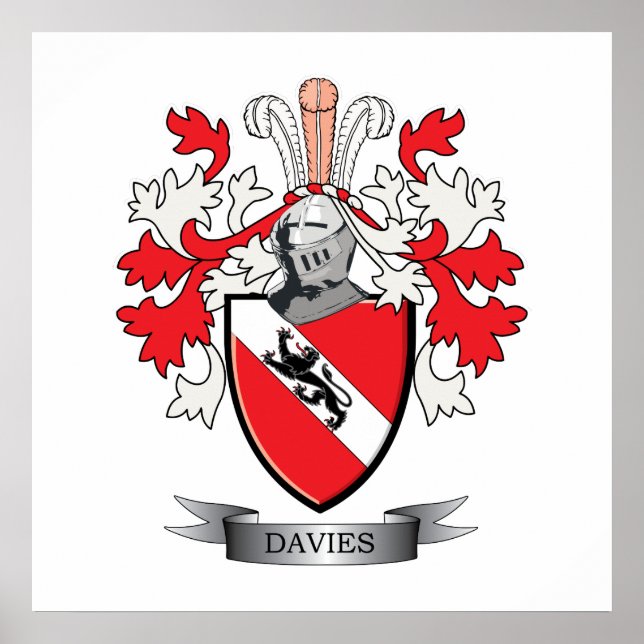 Davies Family Crest Coat of Arms Poster (Front)