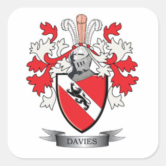 Davies Family Crest Coat of Arms Square Sticker