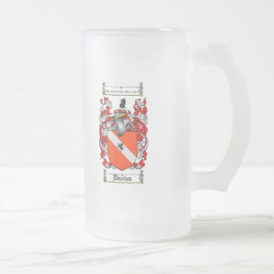 DAVIES FAMILY CREST - DAVIES COAT OF ARMS FROSTED GLASS BEER MUG