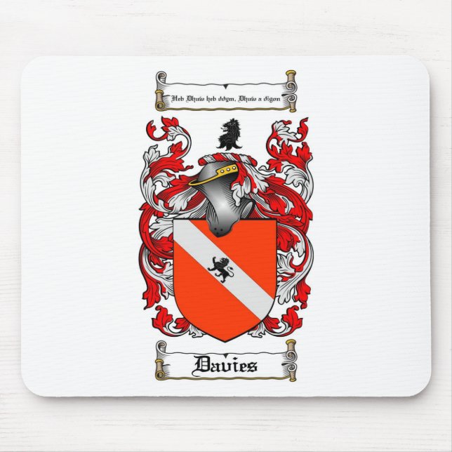 DAVIES FAMILY CREST -  DAVIES COAT OF ARMS MOUSE MAT (Front)