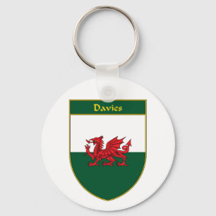 Davies Welsh Flag Shield Key Ring