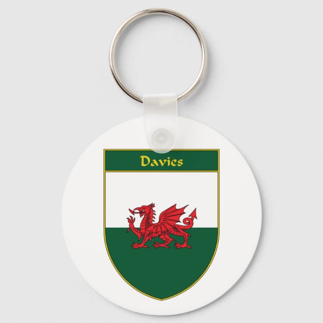 Davies Welsh Flag Shield Key Ring (Front)