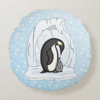 Davin and Annie the Penguins Round Pillow