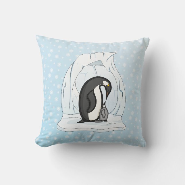 Davin and Annie the Penguins Throw Pillow (Front)