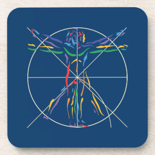 DaVinci Anatomy Man in Chakra Colours Coaster