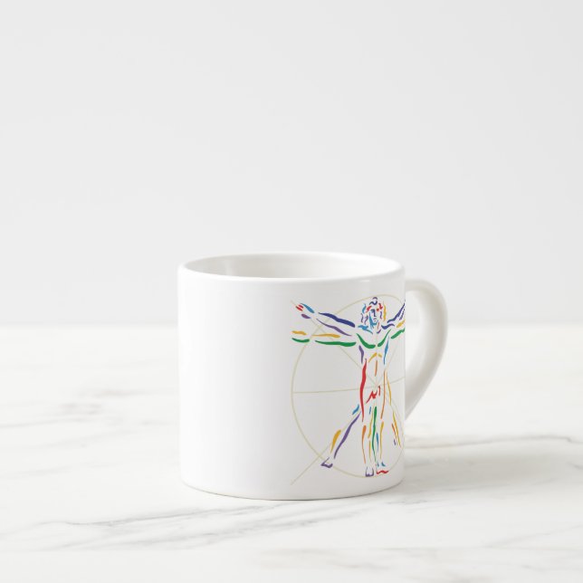 DaVinci Anatomy Man in Chakra Colours Espresso Cup (Front Right)