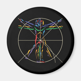 DaVinci Anatomy Man in Chakra Colours Magnet