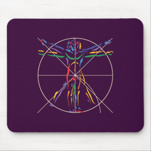 DaVinci Anatomy Man in Chakra Colours Mouse Mat