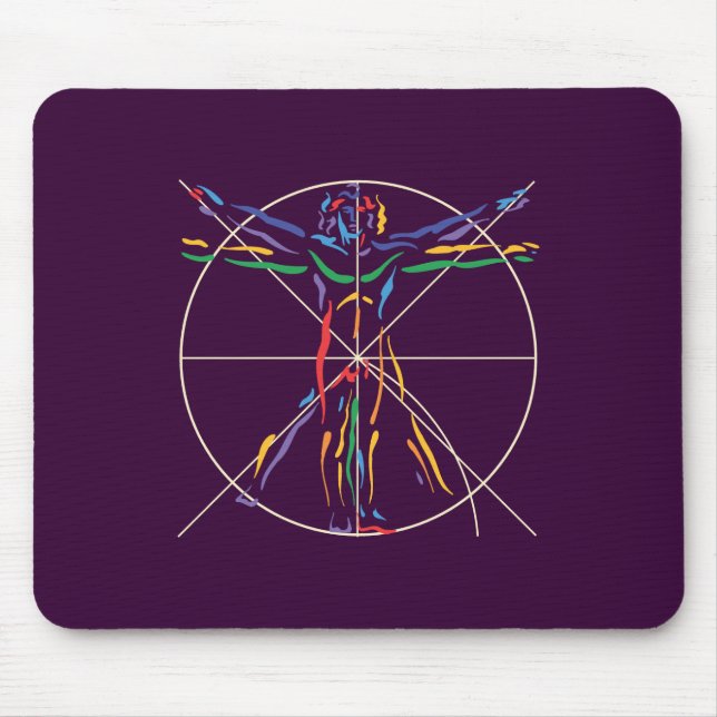 DaVinci Anatomy Man in Chakra Colours Mouse Mat (Front)