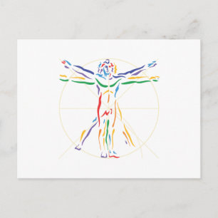 DaVinci Anatomy Man in Chakra Colours Postcard
