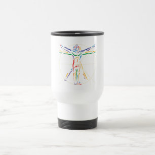 DaVinci Anatomy Man in Chakra Colours Travel Mug