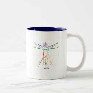 DaVinci Anatomy Man in Chakra Colours Two-Tone Coffee Mug