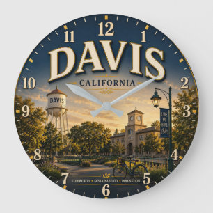 Davis California Golden State College Town Decor Large Clock