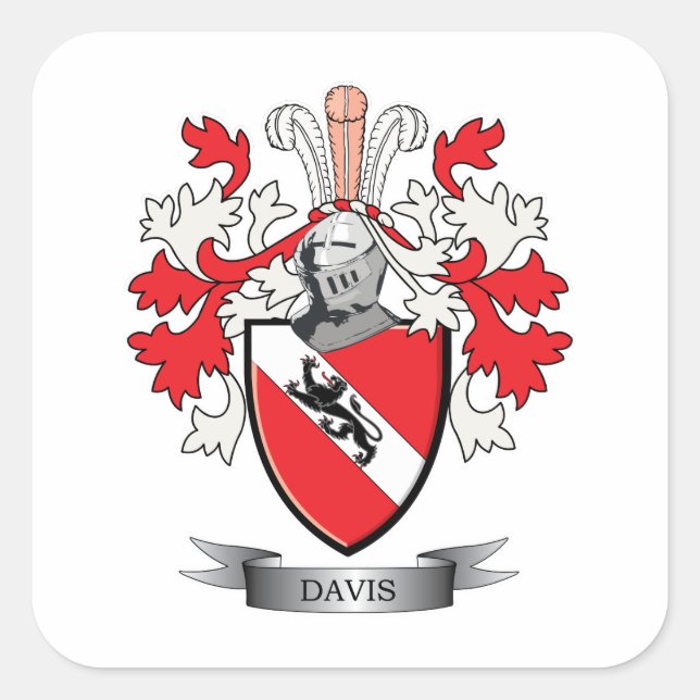 Davis Coat of Arms Square Sticker (Front)