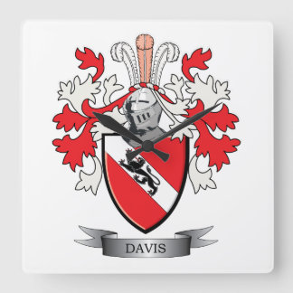 Davis Coat of Arms Square Wall Clock