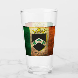 Davis Crest on Irish Flag Glass