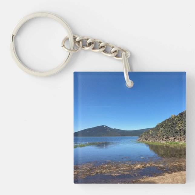Davis Lake with Lava Rocks, Oregon Key Ring (Front)