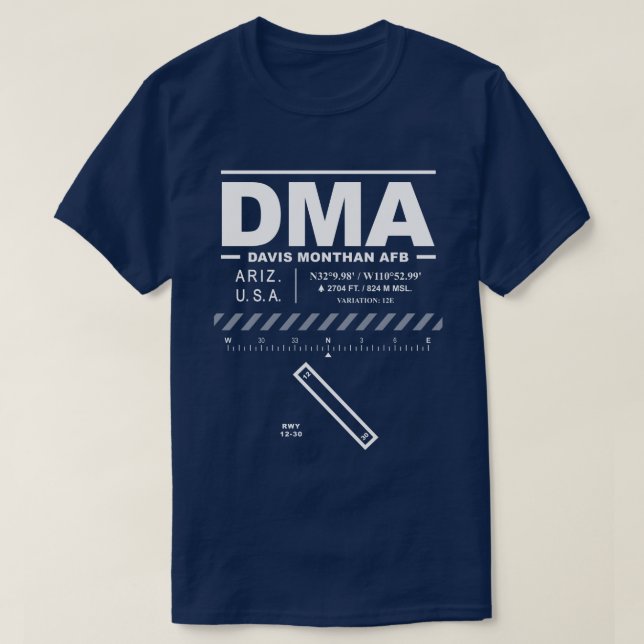 Davis-Monthan AFB Air Force Base DMA T-Shirt (Design Front)