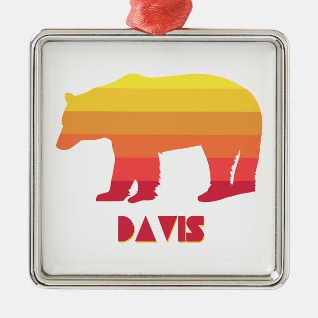 Davis West Virginia Rainbow Bear Metal Tree Decoration (Front)