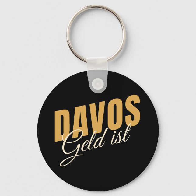 Davos Geld ist Schweiz Ski Resort Satire  Key Ring (Front)