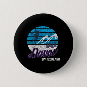 Davos Swiss Alps Switzerland Ski Resort Snowboardi 6 Cm Round Badge