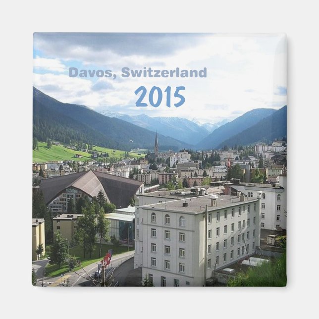 Davos Switzerland Fridge Magnets Change Year (Front)