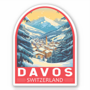 Davos Switzerland Travel Art Emblem