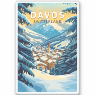 Davos Switzerland Travel Art Vintage