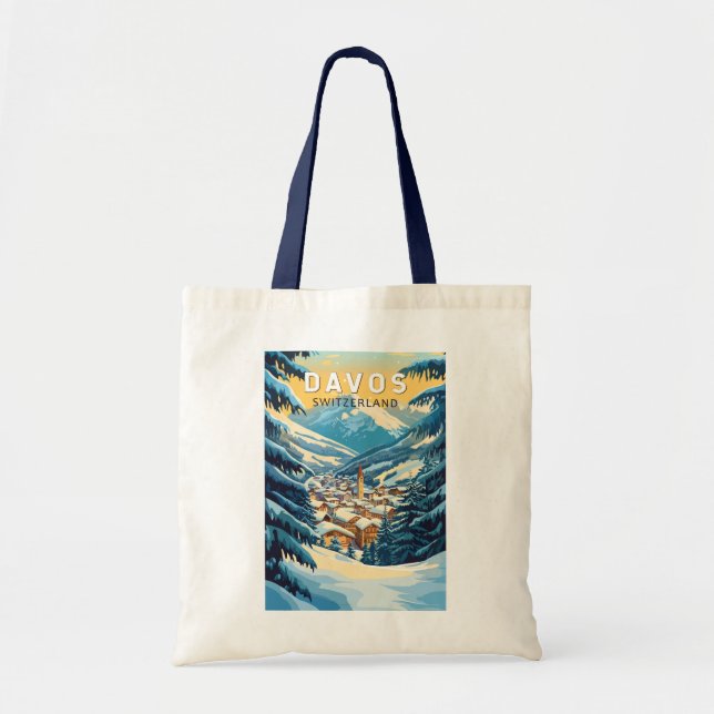 Davos Switzerland Travel Art Vintage Tote Bag (Front)