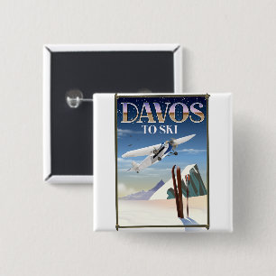 Davos Switzerland travel poster 15 Cm Square Badge