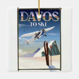 Davos Switzerland travel poster Ceramic Ornament