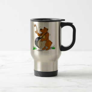 Davul Playing Bear Balkan Instrument Travel Mug