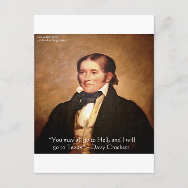 Davy Crockett "Going To Texas" Humour Quote Postcard (Front)