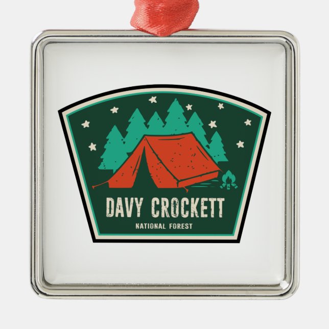Davy Crockett National Forest Camping Metal Tree Decoration (Front)
