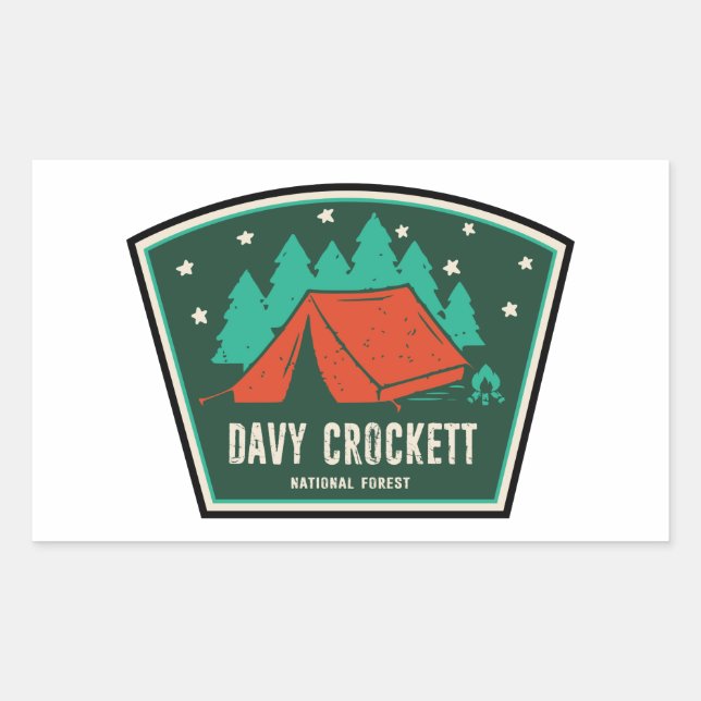 Davy Crockett National Forest Camping Rectangular Sticker (Front)