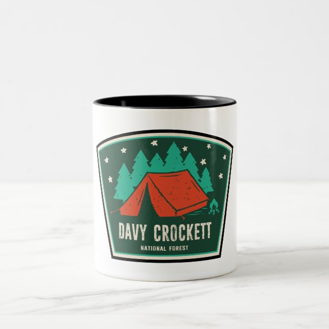 Davy Crockett National Forest Camping Two-Tone Coffee Mug (Center)