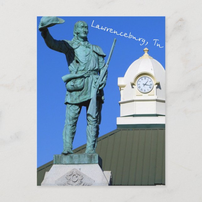 Davy Crockett Statue - Lawrenceburg, TN Postcard (Front)