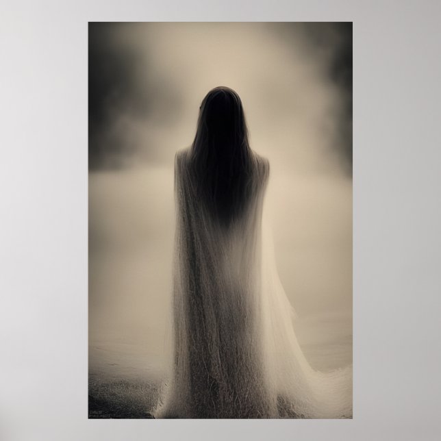 Dawn - AI Fantasy Art Print Black and White (Front)