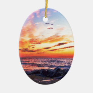 Dawn at 120th Street in Ocean City Maryland Ceramic Tree Decoration