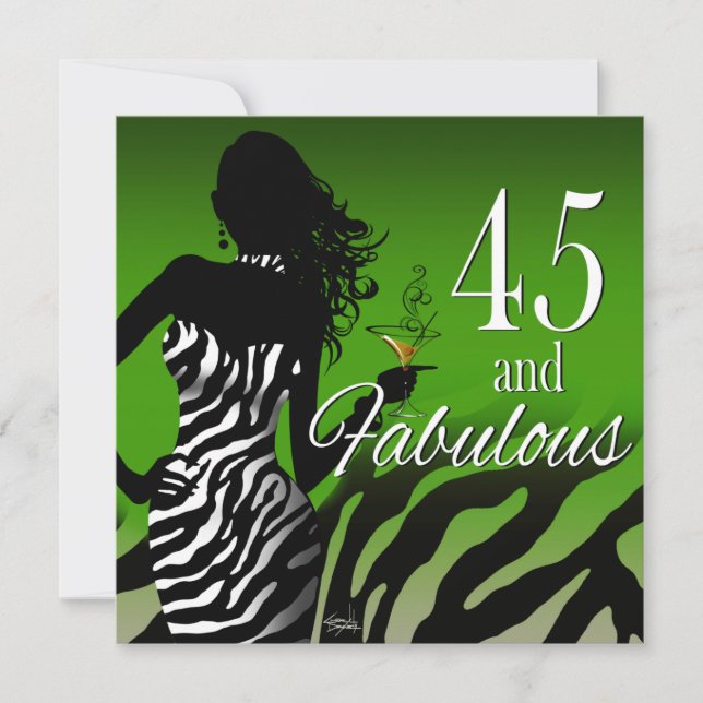 Dawn ::CUSTOM:: Bombshell Zebra 45th Birthday Card (Front)