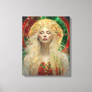 Dawn Dreams of Christmas Beautiful Blonde Woman  Canvas Print