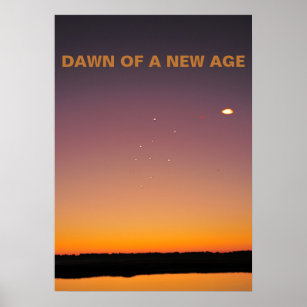 Dawn of a new age. UFO fleet visiting Earth. Poster