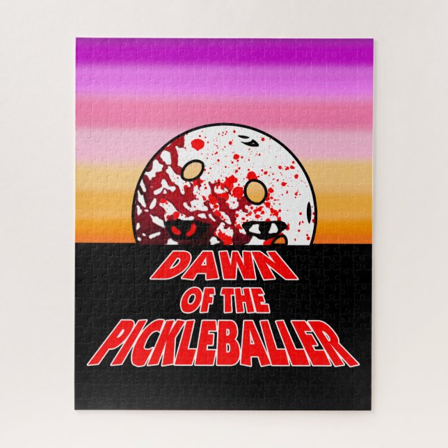 Dawn of the Pickleballer Halloween Horror Zombie Jigsaw Puzzle (Vertical)