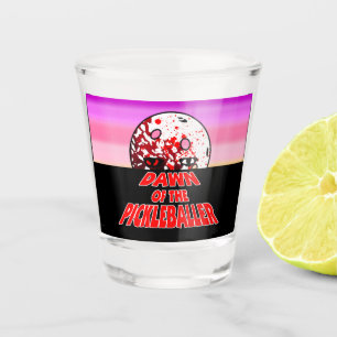 Dawn of the Pickleballer Halloween Horror Zombie Shot Glass